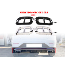 Черни и хромирани двойни стикери за ауспух за Mercedes GLC GLE GLS - EM07/EM08